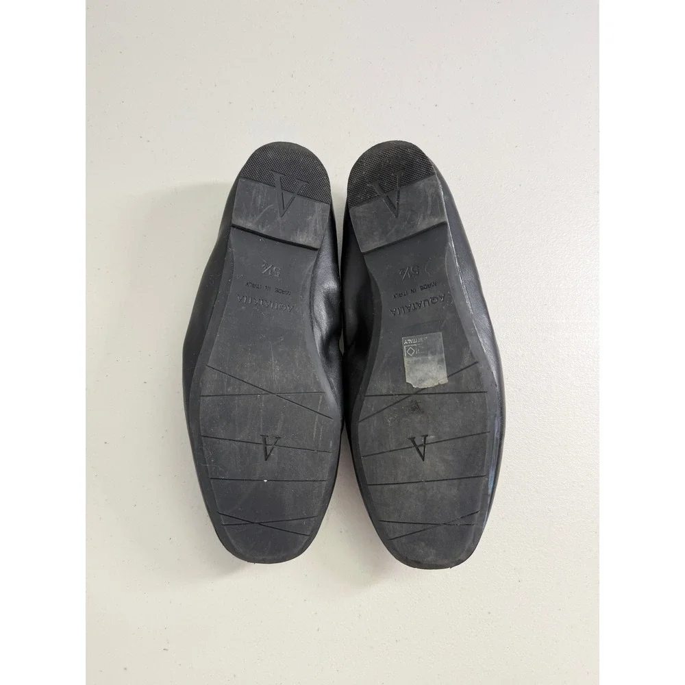 Aquatalia Black Leather Tassel Loafer‎ Flats Elastic Back Made in Italy Size 5.5